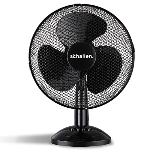 Image of Schallen Home & Office Electric 12" 3 Speed Electric Tilt Oscillating Worktop Desk Table Air Cooling Fan (Black)