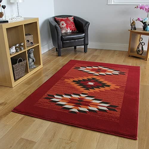 Image of Milan Red, Terracotta, Brown & Off-White Tribal Aztec Rug 1632-S55-8 Sizes