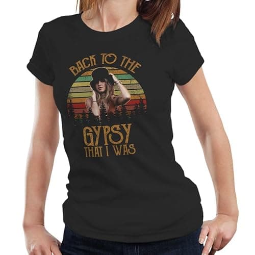 Image of Stevie Nicks Back to The Gypsy That I was Ladies T-Shirt – Vintage Retro Tee - L Black
