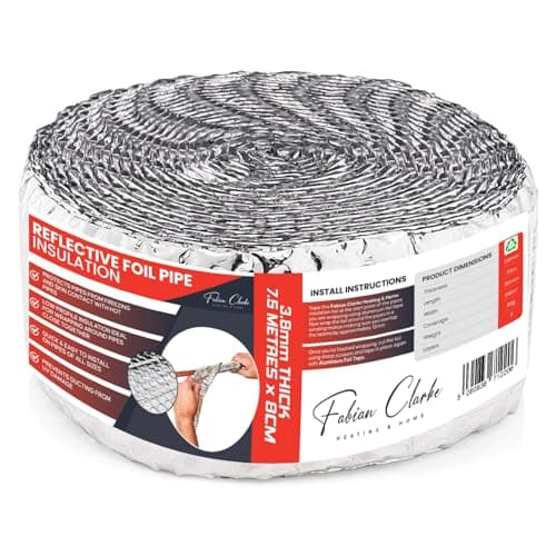 Image of Pipe Lagging Foil Insulation Wrap 7.5m x 80mm - Thermal Energy Saving for Internal or External Pipe and Duct Insulation