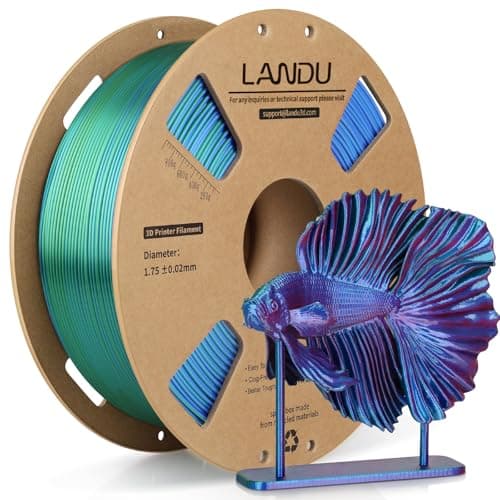 Image of LANDU Silk Tri-Color PLA Filament 1.75mm 1Kg, Triple Color Silk PLA Filament, Rainbow PLA Filament, Neatly Wound 3D Printer Filament, 3 in 1 Multi Color Filament +/-0.02mm, Red Blue Green