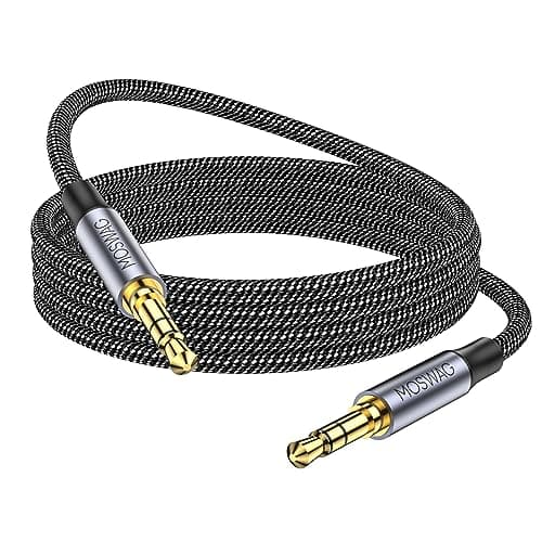 Image of MOSWAG 32.8FT/10M 3.5mm Aux Cord to 3.5mm Audio Aux Jack Cable Male to Male aux Cable Nylon Braided Stereo Jack Cord for Phones,Headphones,Speakers,Tablets,PCs,Music Players and More