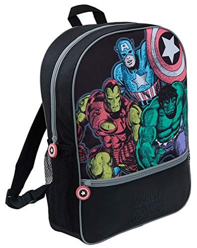 Image of Marvel Comics Avengers Kids Backpack Large Back To School Bag Travel Rucksack Black Bag For Boys Girls Adults Back Pack with Drinks Holder