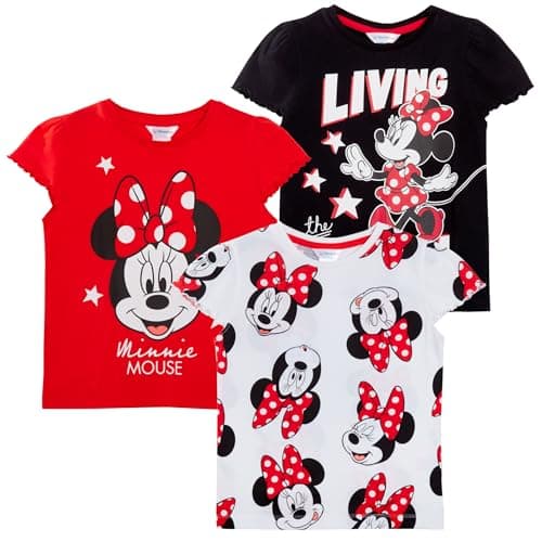 Image of Disney Girls 3 Pack Minnie Mouse T-Shirts 7-8 Years