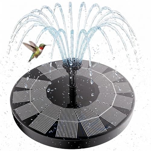 Image of AISITIN 2.5W Outdoor Floating Solar Fountain, Solar Pond Pump and 6 Nozzles, Solar Water Feature for Bird Bath Aquarium Garden Fountain
