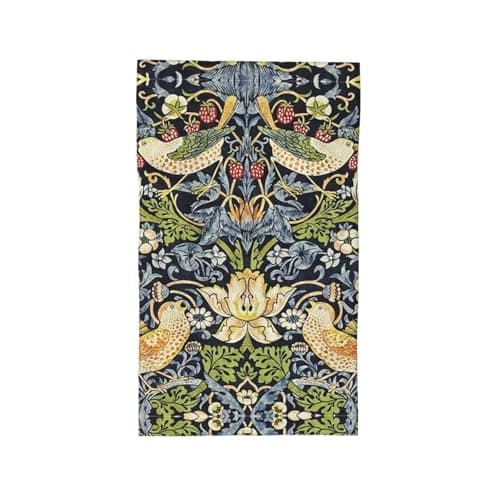 Image of William Morris Art Kitchen Hand Towel, Green/Yellow Strawberry Thief Art Bathroom Bath Towel, Vintage Floral Bird Flower Leaf Absorbent Soft Dish Fingertip Towels for Hotel Swim Spa Gym Sports