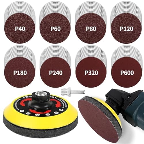 Image of Pomsare Upgraded 80PCS Angle Grinder Sanding Discs with Drill Sanding Attachment, 125mm Hook and Loop Sanding Discs for Drill, Sander for Drill Attachment (40/60/80/120/180/240/320/600 Grit)