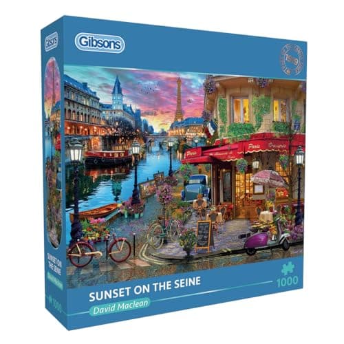 Image of Gibsons Sunset on the Seine 1000 Piece Puzzle for Adults - Romantic Colourful Scene - Sustainable Premium 100% Recycled Board - Great Gift