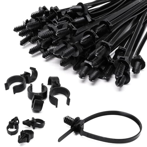 Image of S SYDIEN 50Pcs Black Fir Tree Nylon Push Mount Cable Zip Tie 8.3"x0.18"