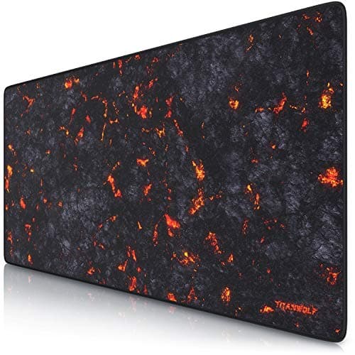 Image of TITANWOLF XXL Speed Gaming Mouse Pad - Mouse Mat 900 x 400 x 3mm - XXL mousepad - table mat large size - improved precision and speed - rubber base for stable grip on smooth surfaces - Design Lava