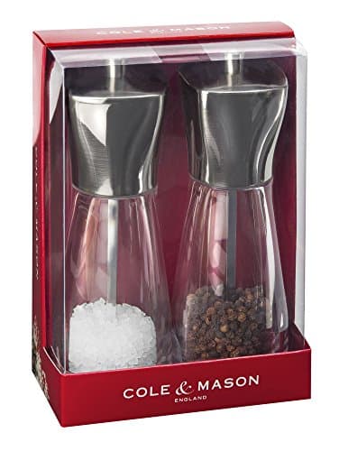 Image of Cole & Mason Rye Salt and Pepper Grinder Set, Adjustable Grind, Durable Ceramic Mechanism, Acrylic/Chrome, 16cm