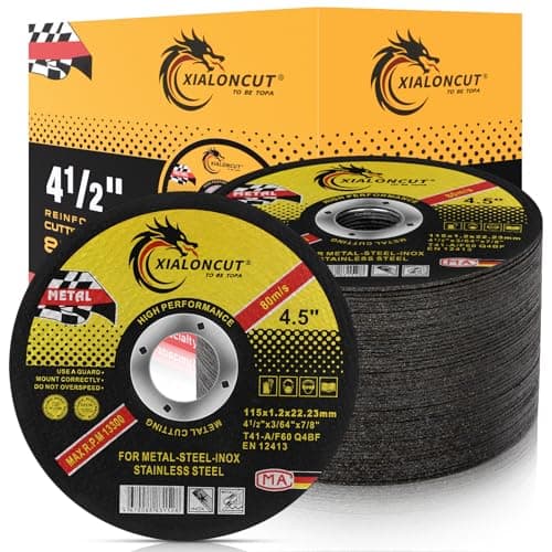 Image of 115mm Cutting Discs 50-Pack Professional 1mm Ultra Thin Metal Cutting Wheels with Double Fibreglass Mesh for Steel, Iron, Aluminium & Ferrous Metals - EN12413 Certified 13,300 RPM