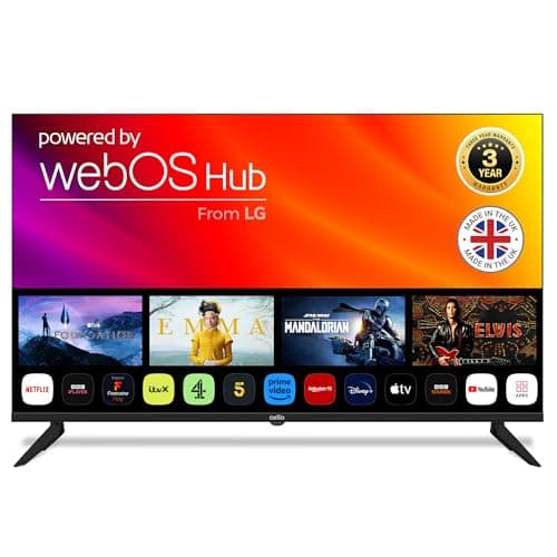 Image of Cello Frameless 43 inch Smart LED TV Made in the UK with Freesat HD Freeview Ultrafast WebOS Netflix Prime Video Apple TV Disney Plus Bluetooth 3 HDMI USB Ideal for Bedroom