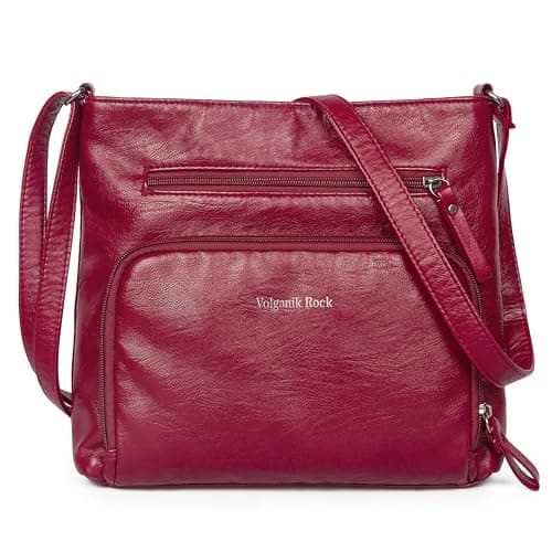 Image of VOLGANIK ROCK Handbag for Women Soft Vegan Leather Cross Body Bag Lightweight and Medium Size Shoulder Bag for Everyday Travel (Red)