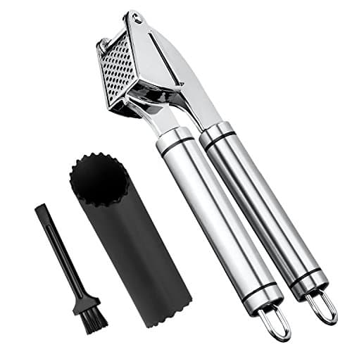 Image of Dishwasher-Safe Professional Garlic Press with Silicone Garlic Peeler