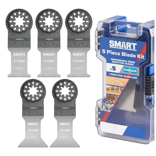 Image of SMART Starlock 5-Piece Bi-Metal Multi-Tool Blade Kit with Case – 3x32mm & 2x44mm Oscillating Blades