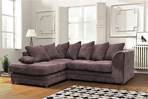 Image of New Chicago Jumbo Cord Corner Sofa (Chocolate, Left Hand Facing Corner)