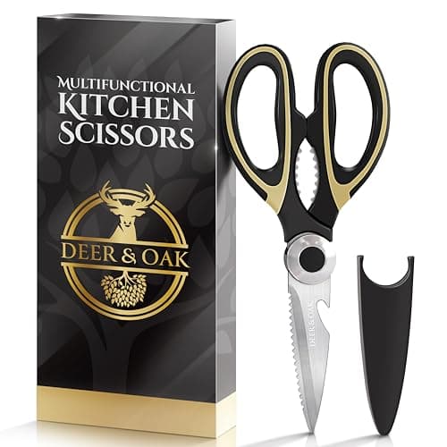 Image of Deer & Oak Premium Heavy-Duty Kitchen Scissors (1 Pack) - Meat & Pizza Scissors Multipurpose Dishwasher-Safe Kitchen Shears UK