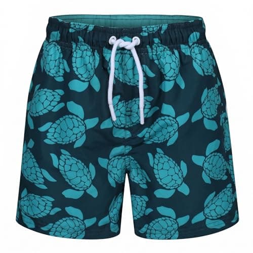 Image of RIPT Boys Swim Shorts Quick Dry Board Shorts with Mesh Lining Drawstring Waist UV 50 Sun Protection Surfing Swimming Trunks (Navy/Turquoise, 7-8 Years)