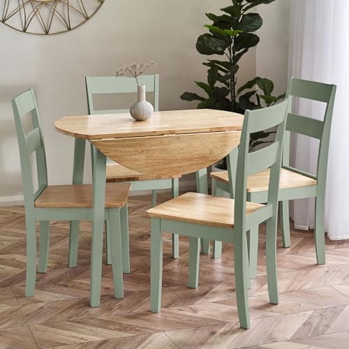 Image of Julian Bowen Linwood Set of 2 Sage Green and Natural Dining Chairs
