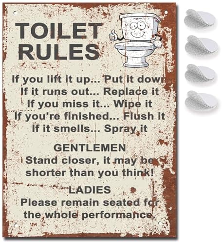 Image of Funny Toilet Signs Metal Bathroom Rules Sign - Fixings included - Pictures for Walls a Funny Bathroom Art Decor
