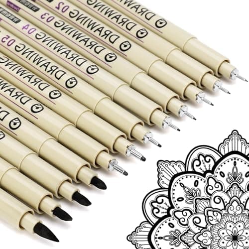 Image of Muchcute Micro Fineliner Art Drawing Pens:12 Black Fine Liner Waterproof Ink Set Artist Supplies Line Professional Technical Marker Watercolour Sketching Manga Anime Gifts Sketch Zentangle Adult Stuff