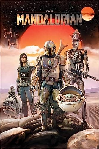 Image of Grindstore Laminated Star Wars: The Mandalorian (Group) Maxi Poster Large Wall Art Print, Wall Decor, Home Office Classroom Decoration, Gift Idea, Decorative Print 91.5x61cm