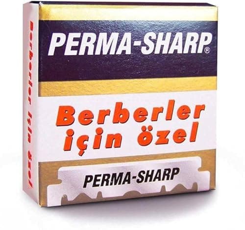 Image of Perma-Sharp Single Edge Razor Blades - 100 Pack for a Superior Shaving Experience For Shaving Enthusiasts and Professional Barbers White