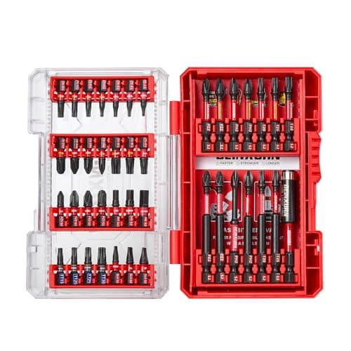 Image of Geinxurn 42 Pieces Impact Screwdriver Bits Set, Magnetic S2 Steel Phillips/Pozidriv/Slotted/Torx/Hex Insert Power Bits Tips, Impact Bit Holder with Red Storage Box Case