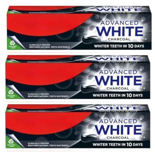 Image of Advanced Charcoal Whitening Toothpaste 75ml, Deep Clean Whitening Paste with Activated Charcoal for Stain Removal, Fresh Breath, Enamel Protection and Healthy Gums - 3 Pack Bundle