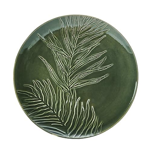 Image of MIKASA Jardin Round Serving Platter, Green Stoneware Serving Platter for Food, 35cm, Large Serve Plate for Starters & Antipasti - Gift Boxed & Dishwasher Safe