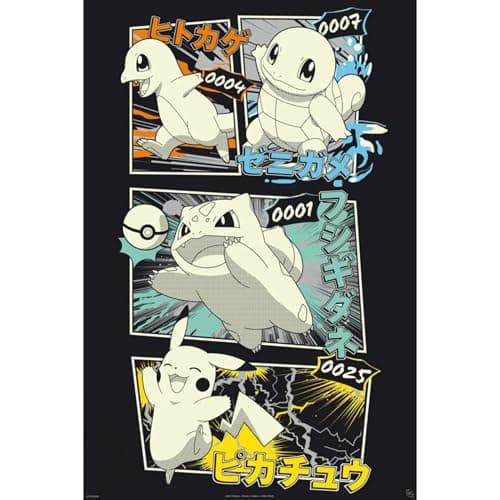 Image of ABYSTYLE Pokemon Pikachu & Kanto Starters Poster - Official Merchandise - Size 36" x 24"
