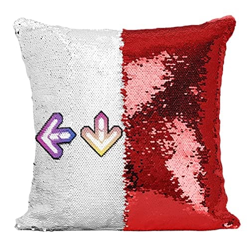 Image of Fabulous Sequin Cushion Cover Red Dance Arrow Keyboard Arcade Games Dance Retro Gaming Japan