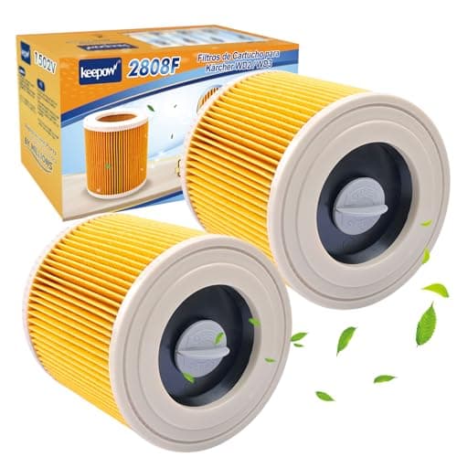 Image of KEEPOW Cartridge Filter for Kärcher WD2, WD3, MV2, MV3 Wet and Dry Vacuum Cleaners, 2 Pack Vacuum Accessories Replaces 6.414-552.0