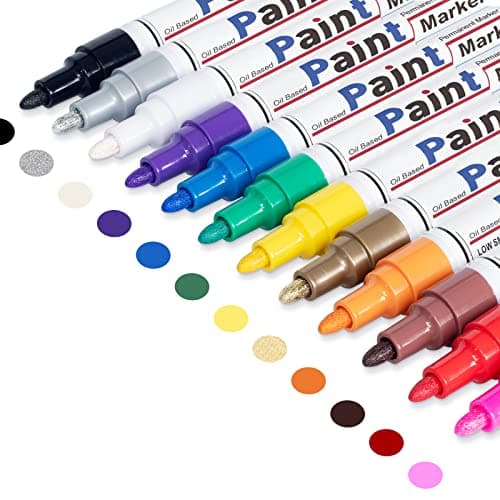 Image of Paint Pens Paint Markers on Almost Anything Never Fade Quick Dry and Permanent, Oil-Based Waterproof Paint Marker Pen Set for Rocks Painting, Wood, Fabric, Plastic, Canvas, Pumpkins, Mugs, DIY Craft