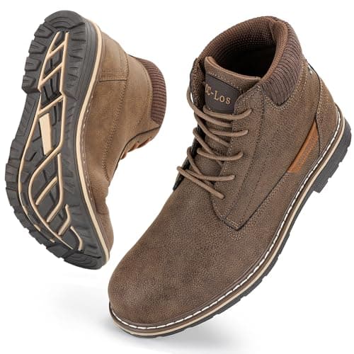 Image of CC-Los Men's Hiking Boots Casual Chukka Boots Water-Resistant Work Ankle Boots for Men Size 6-12.5 Brown