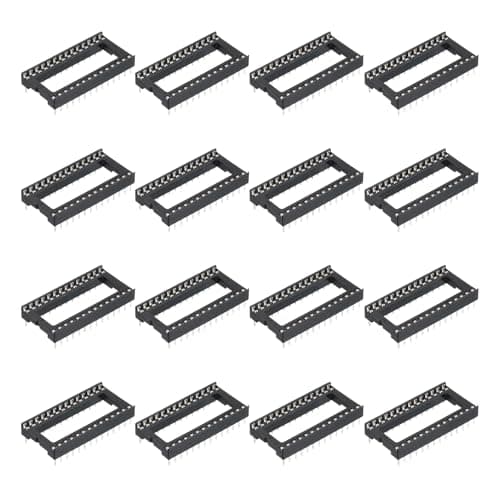 Image of sourcing map 17Pcs DIP IC Chip Socket Adapter 15.24mm Row Pitch 28 Pin IC Assortment Kit 2.54mm/0.1" Pitch for Breadboard Project, PCB Board Design