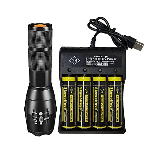 Image of Bright Flashlight Torches, 4 Slot Universal Charger, with 4 Rechargeable Battery & Charger,Adjustable Focus Torch, Smart Charger for Outdoor Camping, Cycling, Night Fishingaily Use With 4-Slot Charger