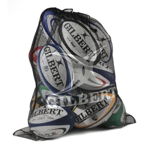 Image of Gilbert Fine Mesh Rugby Ball Bag, Black, One Size