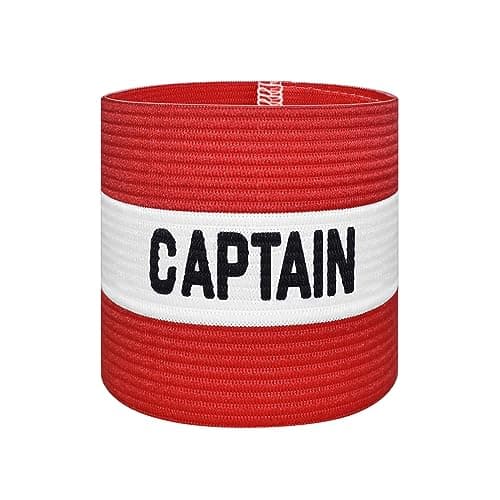 Image of VerteLife Classic Captain's Armband for Football Training, Adult & Youths Elastic Sports Arm Band Captain Armbands (Junior, Red)
