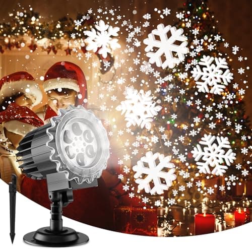 Image of Christmas Projector Lights, Led Snowflake Projector Lights Outdoor, IP65 Waterproof Outdoor Indoor Holiday Projection Lamp Decoration for Christmas Xmas Holiday, New Year, Party