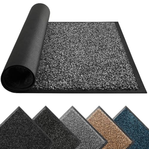 Image of Door Mats Indoor Outdoor Heavy Duty Dirt Trapper - Non Slip Washable Door Mat with Rubber Backing Super Absorbent Floor Mat for Home, Perfect Dust Grabbing Doormats (Grey, 50cm x 80cm)