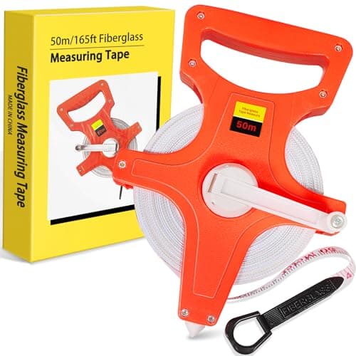 Image of ANVINKU Measuring Tape, 50 m / 165 ft Builders Tape Measure, Open Reel Measuring Wheel with Inch/Metric Scale, Double-sided Surveyors Tapes Measures for Engineer, Project