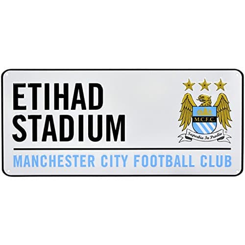 Image of Manchester City FC Official Football Crest Street Sign (One Size) (White/Blue)