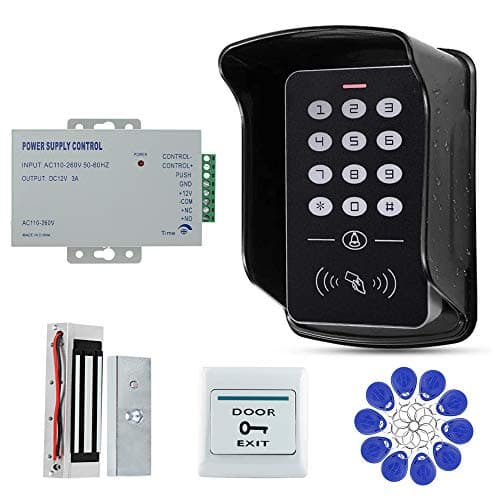 Image of FTSTech Waterproof 125KHz EM-ID Card 1 Door Security Access Control Entry System Full Complete Kit With 60kg Electric Magnetic Lock Rain Cover Exit Button RFID Key