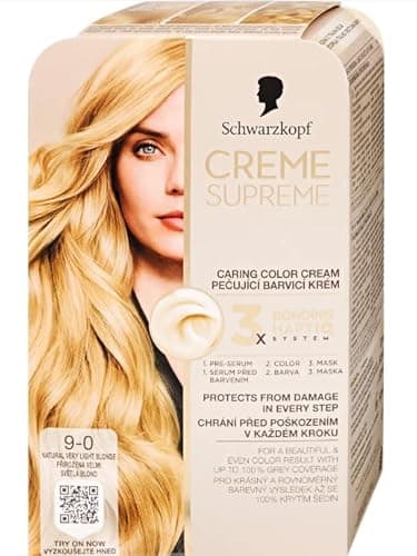 Image of Schwarzkopf CREME SUPREME, Hair dye 9-0 Natural Very Light Blonde, Pack of 1