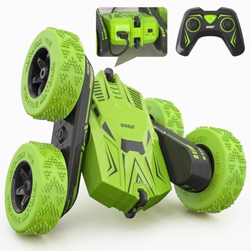 Image of SGILE RC Stunt Car, Remote Control Car Toys with 2 Sided 360 Rotation, Direct Charge RC with Flips, Radio Controlled Cars for Boys Girls Kids Age 6+, Toy Gifts for Birthday Christmas, Green