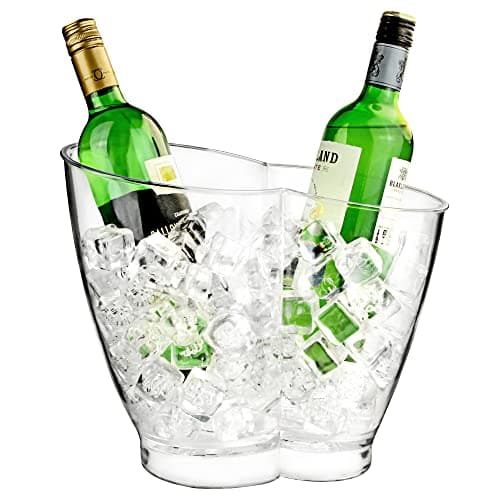 Image of bar@drinkstuff Double Bottle Drinks Pail - Plastic Wine and Champagne Cooler for 2 Bottles