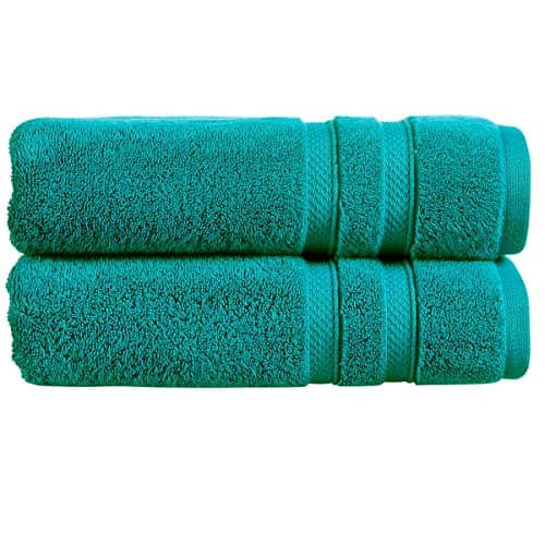 Image of Christy Chroma Bath Sheet Towels | Set of 2 | Highly Absorbent Heavyweight 675GSM | Bold and Bright | Soft Velvety Smooth Bathroom Shower Towels | 100% Cotton | Sustainably Made | Vivid Teal