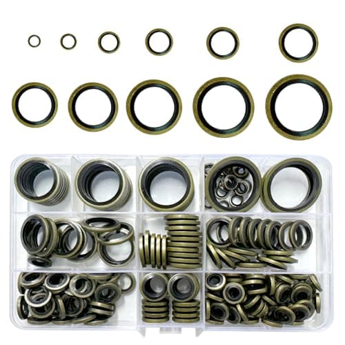 Image of Dowty 214 Pcs Bonded Seal Oil Washers Kit - Metal Rubber Sealing Rings, Drain Plug Gaskets Assortment, Engine Oil Crush Washers (M5/6/8/10/12/14/16/18/20/22/M24)